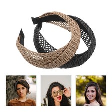 2 Pcs Woven Rattan Party Headband Hairband for Women Boho Wide Fashion