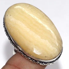 925 Silver Plated Laguna Lace Calcite Ring Handmade Gemstone Size US 9 MJ