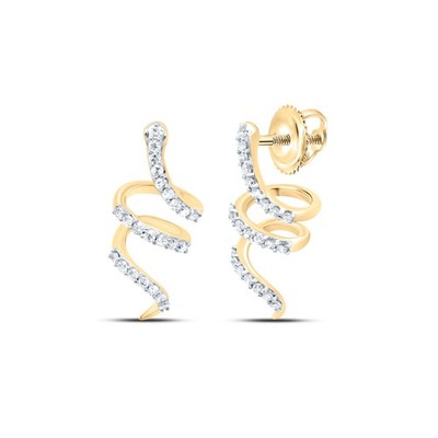 0,24 ctw natürliche Diamant geschwungene Schlange Ohrstecker 14kt Gelbgold
