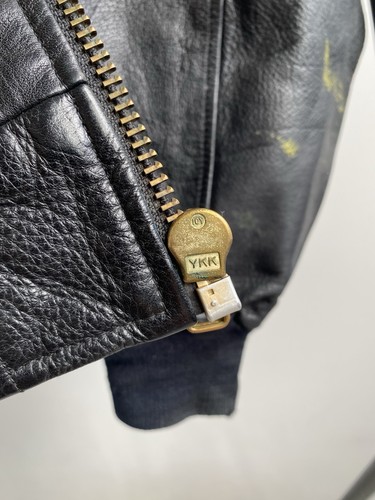 Vintage Aviator Leather Flight Jacket S/M Cowhide Fur Collar YKK Zip Military - Picture 11 of 22