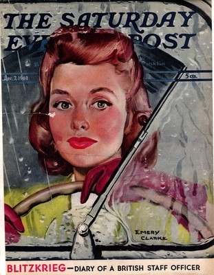 1940 Saturday Evening Post December 7 Freezing Rain Drive Original cover only