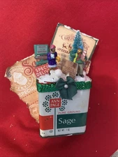 Christmas primitive Postman Spice Tin Riser  Tray - Coffee Bar Decor