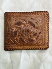 Vintage Clifton s Hand Tooled Leather Bifold Wallet Floral Western