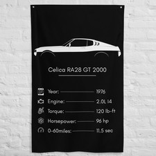 Celica RA28 GT 2000 1976 Car Silhouette Flag 3x5 ft Garage Banner Wall Decor