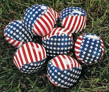 12-PC Patriotic Stars & Stripes Hacky Sacks July 4th Favors Foot Bags 2"Dia #892