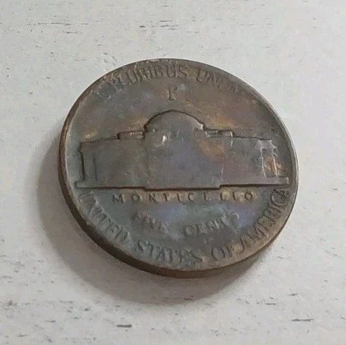 1943-P Plata Jefferson "Guerra" Níquel - Tonificación Genial ~ ¡Envío Gratis! #2 Foto 2 de 2