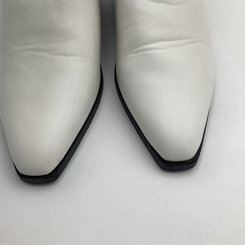 Sole Mates Women's White Leather Ankle Boots Size 11 Casual Block Heel - 第 8/11 張圖片
