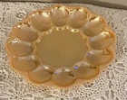Vintage Fire Peach Luster Iridescent Scallop Carnival Deviled Egg Server Platter