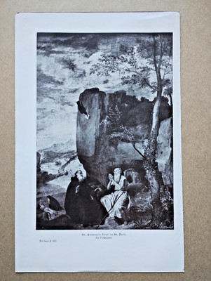 Besuch des heiligen Antonius bei St. Paul von Velasquez - antiker Druck - 1906