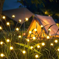 2/4 Pack 8 LED Firefly Solar Lights Outdoor Garden Waterproof RGB Color Changing