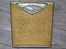 Vintage Counselor Bathroom Scale MCM Gold Floral The Brearley Company