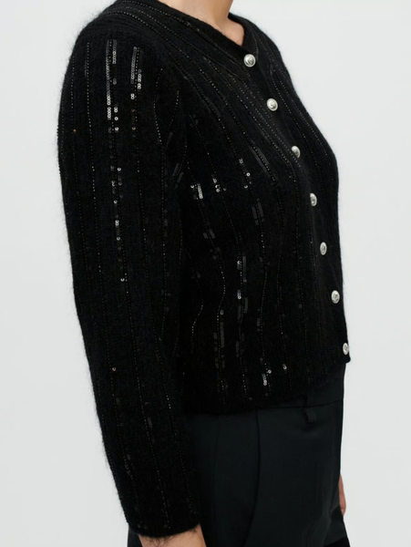 Maje Cardigan Schwarz Mohair Pailletten Gr. Fr 38 M Damen Strickjacke MFPCA00312-image