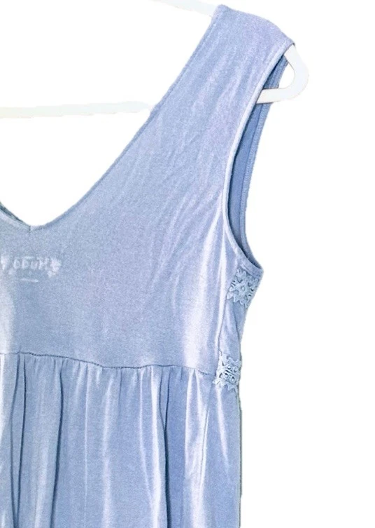 Top Mudd Para Mujer S Azul Babydoll Sin Mangas Top Crochet Ribete Imperio Preppy Y2K Foto 4 de 4