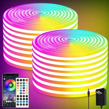 100ft Led Neon Rope Lights,Control with App/Remote,Flexible Led Rope Lights O...