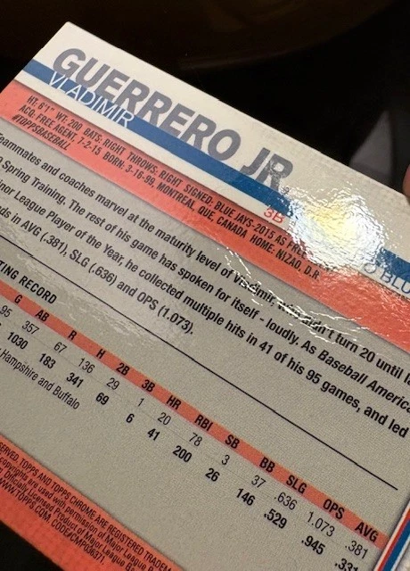 2019 Topps Chrome Sapphire Edition VLADIMIR GUERRERO JR SP RC #340 READ - Image 3 of 3