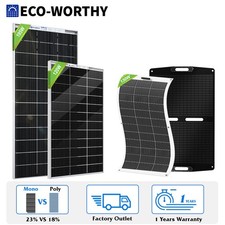 ECO-WORTHY 12V Solar Panel 100W 120W 130W 195W 200W for Motorhomes Campervan Van