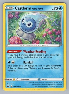 CASTFORM RAINY FORM 033/198 C CHILLING REIGN POKEMON NM CRE 2021=