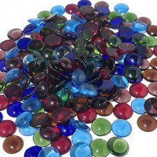 100PCS Mixed Color Flat Glass Mosaic Tiles, Transparent Stained Glass Mosaics, a