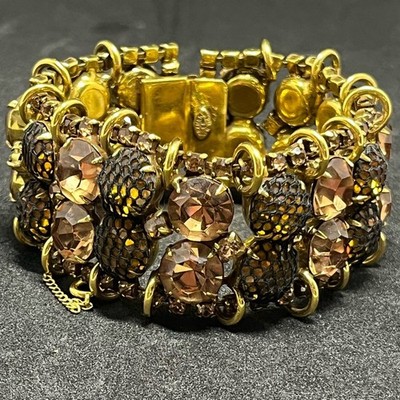 1572 * Kramer Vintage Rare  The Golden Look  Fishnet Crystal Bracelet