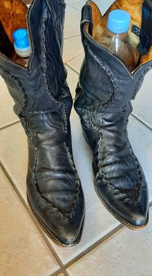 Dan Post Womens Dressy 10M Black Leather Western Cowboy Boots Cowgirl Boho Horse