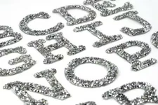 Silver Rhinestone Sparkle Letter Patch 5cm Patches Iron on Alphabet Embroidery 