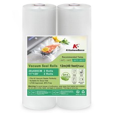 KitchenBoss Sacchetti Sottovuoto Alimenti：2 Rotoli 28x600cm Buste Sottovuoto Ali