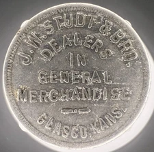 J.W. Studt & Bro Glasco Kansas 50 Cent General Merchandise Trade Token 28mm