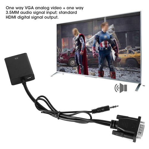 VGA To Converter Adapter Cable Digital HD 1080P Video Audio Line Analog NEW - Afbeelding 5 van 7