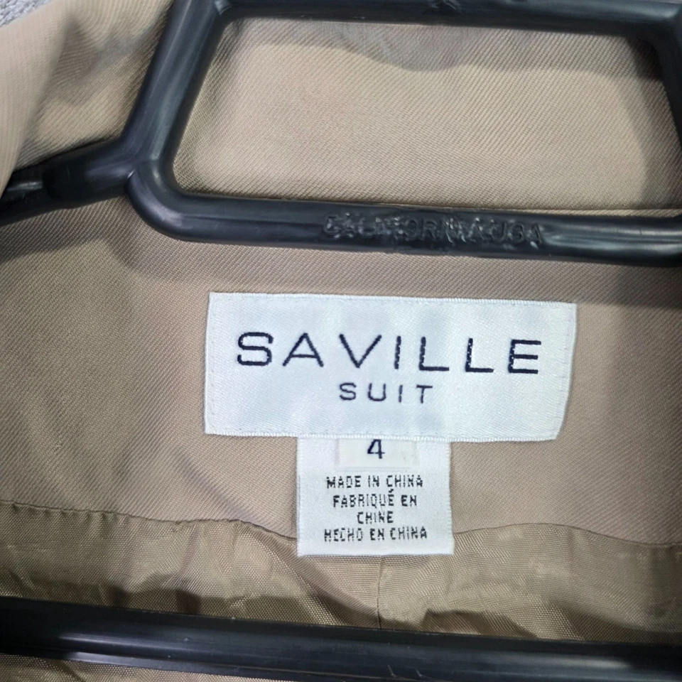 Traje Saville Mujer Beige 100% Seda Blazer Chaqueta Botón Único Talla 4 Foto 2 de 4