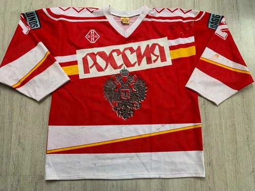 1990's IIHF Russia USSR Game Worn СССР Ice Hockey Jersey Shirt TACKLA XL #12