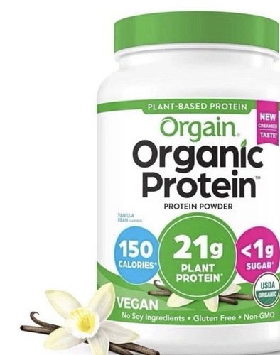 Orgain Bio Vegan 21g Proteinpulver, pflanzlicher Shake Drink, Vanilleschote