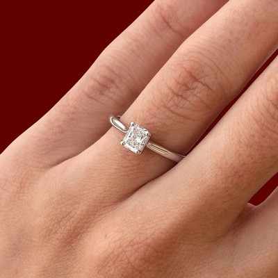 Eleganter Radinatschliff Diamant Ring 14k Weißgold GLI 0,50 Karat Lab Grown E...