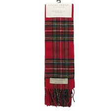 NWT LOCHCARRON of Scotland Stewart Royal Tartan Plaid Lambswool Fringe Scarf