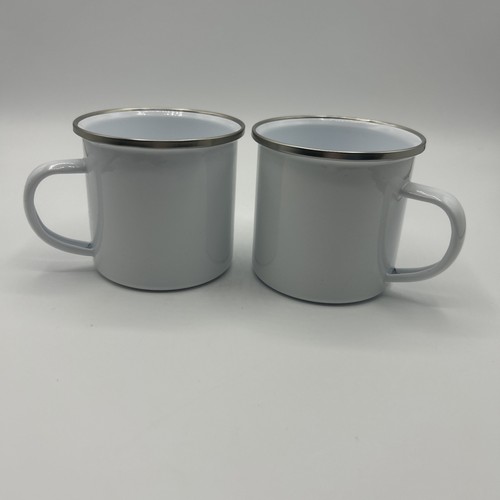 Weiße Rohlinge Emaille Kaffeebecher 8er Set, 12 Unzen Camping Metall Tasse - Bild 2 von 7