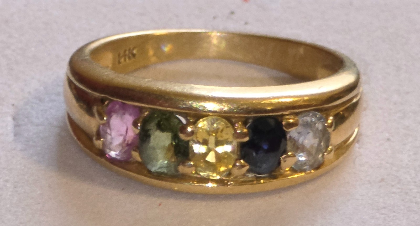 14k SOLID YELLOW GOLD RAINBOW MULTI STONE GEMSTON… - image 1