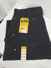 Carhartt Men's Firm Duck Black Double-Front Work Utility Pants 40x36 Loose Fit