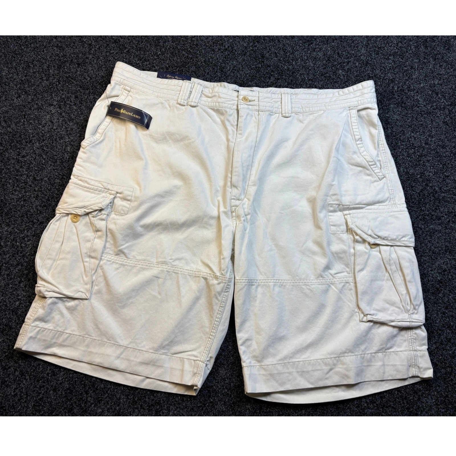 Polo Ralph Lauren Gellar Fatigue Shorts Mens 46B Big Tall Cream Cargo Chino New