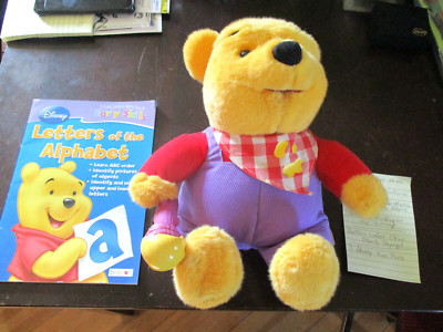 WINNIE THE POOH 1999 TALKING PLUSH HAS 4-SAYINGS,EARS/FEET MOVE & A-ZLETTER BOOK