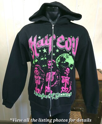 Half Evil 333 Night Of Terror Zip Up Hoodie Sweatshirt Heavyweight Adult Sz L