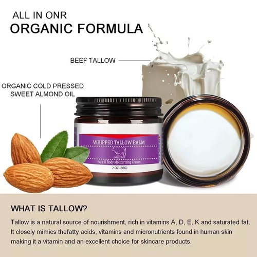Organic Grass Fed Beef Tallow For Skin Face Body Whipped Tallow Balm Almond - Picture 5 of 8