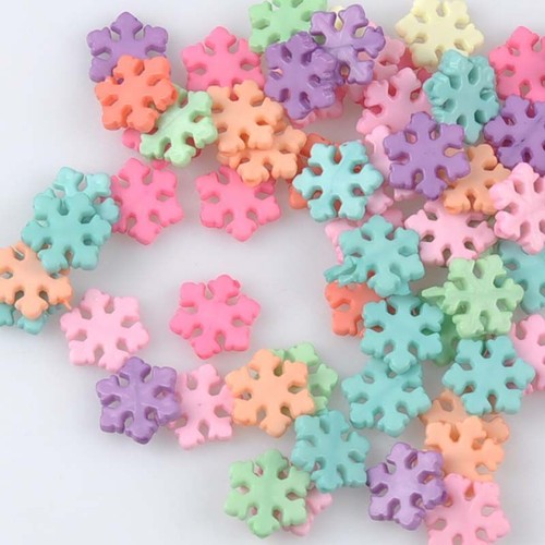 Acrylic Snowflake Spacer Beads - 11.5mm Candy Color Beads Jewelry Making 100pcs - Picture 9 of 14
