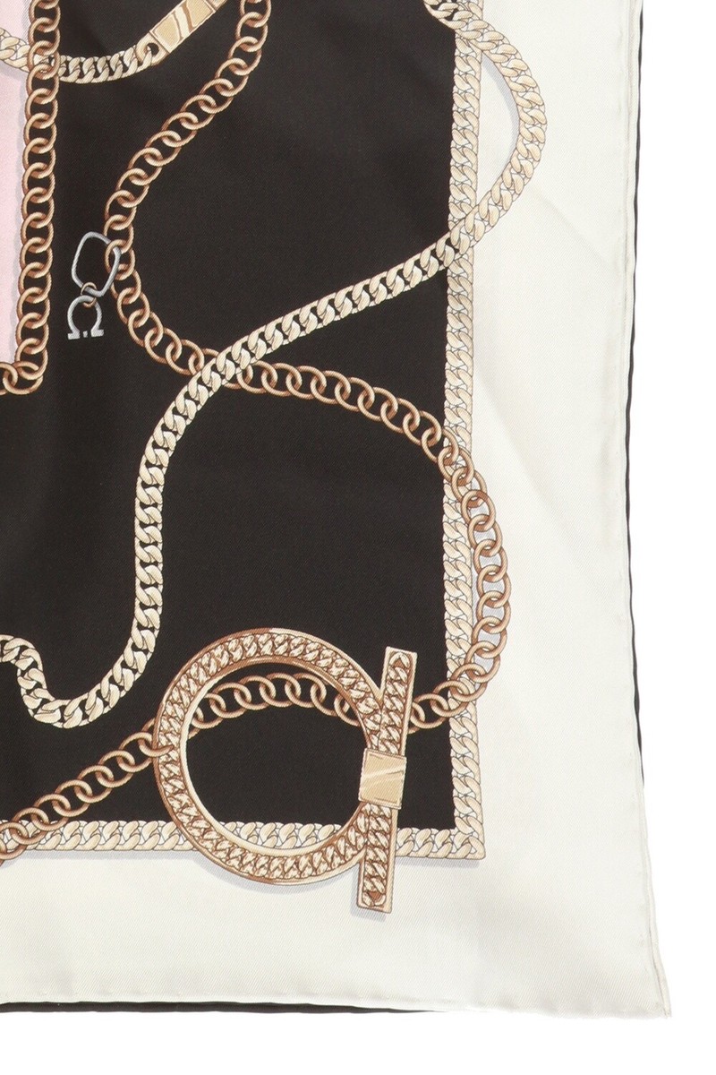 NEW Salvatore Ferragamo women's silk square chains print