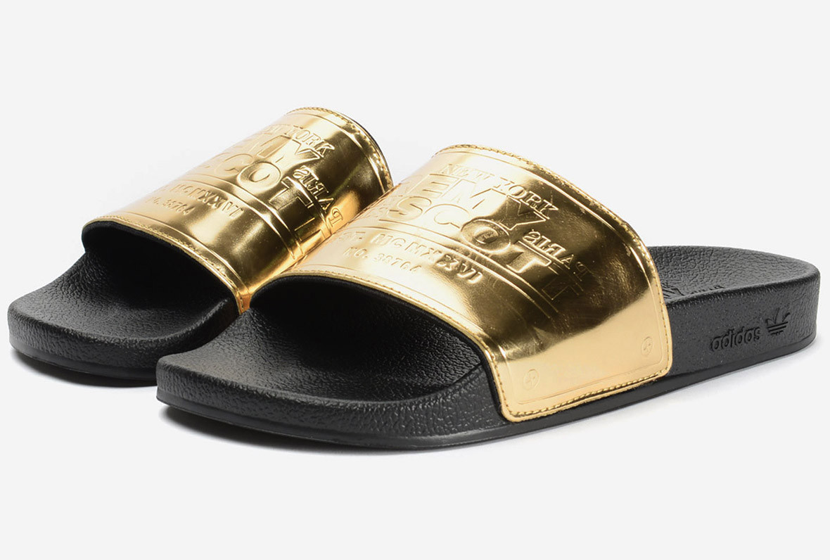 mens gold slides