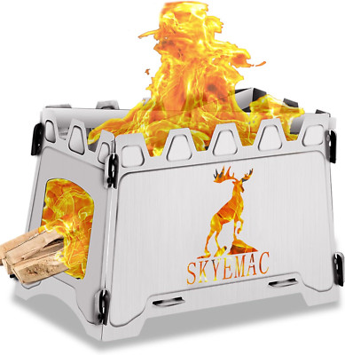 Portable Folding Wood Burning Camping Stove Stainless Steel Lightweight
