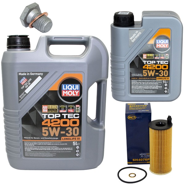 MotoröL Set 5W-30 6 Liter + ÖLfilter SH 4076 P + Schraube FüR BMW 1Er 5Er Mini-image
