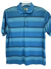 Ben Hogan Performance Mens Sz Large Blue Striped Golf Polo Shirt X23 NW/OTs