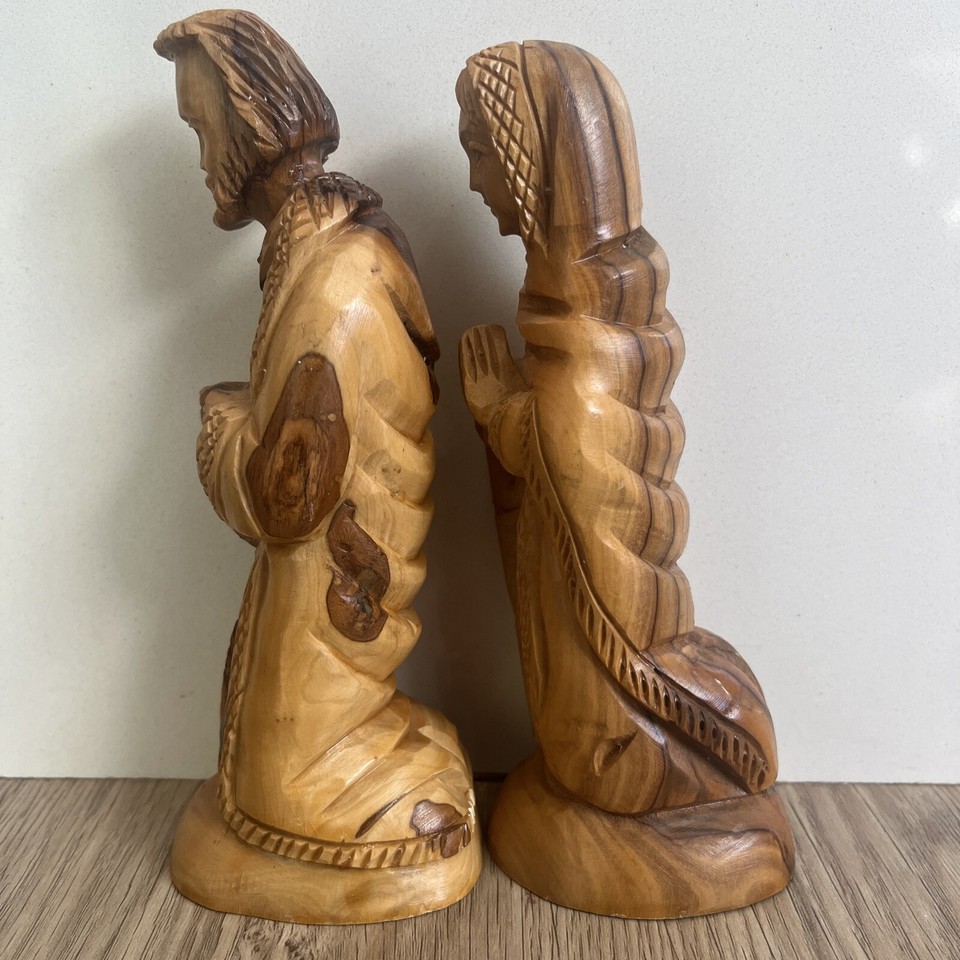 Vintage Wood Carved Jesus And Mary Figures Made In Israel 6.5” eBay