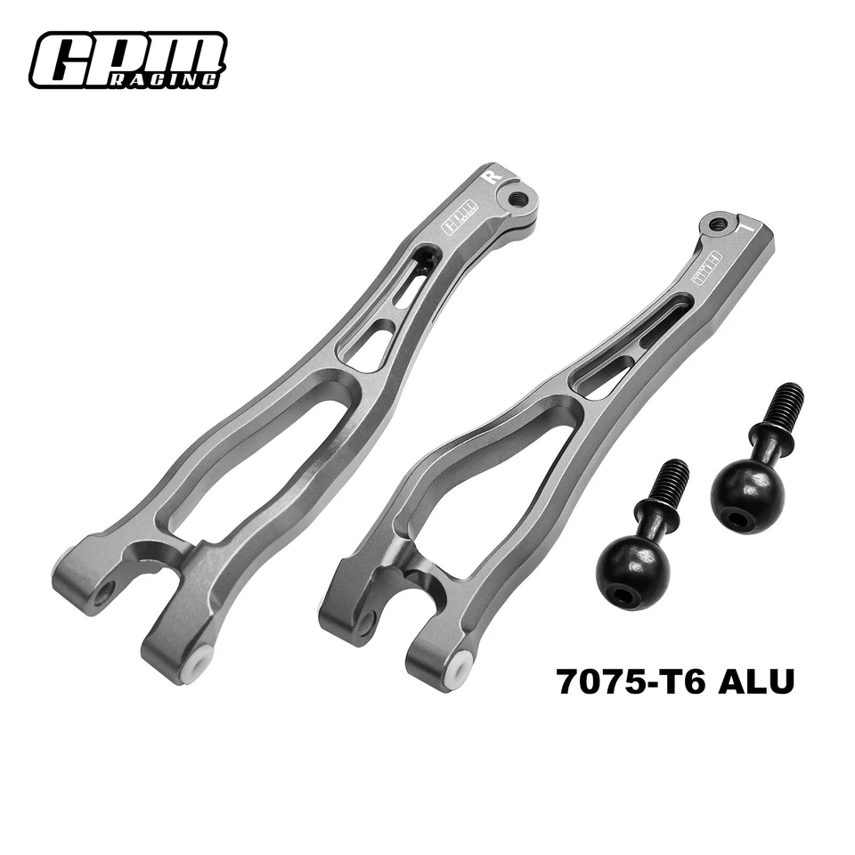 Brazos superiores delanteros de aluminio GPM para ARRMA 1/8 Kraton 6S Notorious Outcast Big Rock Foto 4 de 4