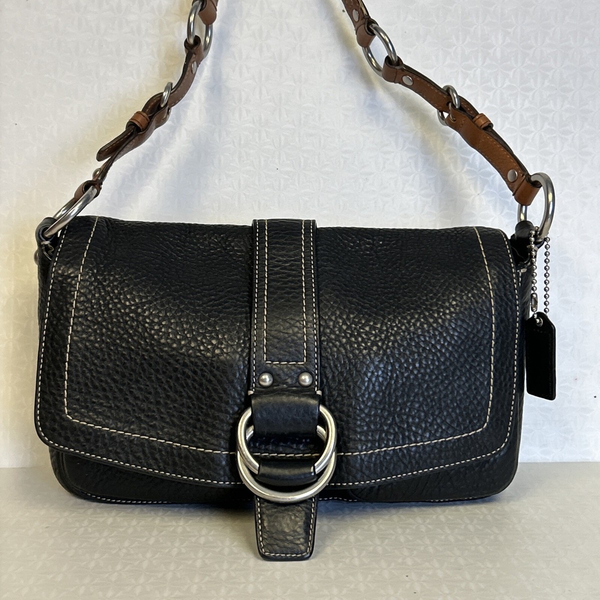 NICE Coach Chelsea Pebbled Black Leather Field Tote Shoulder