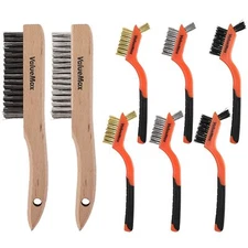 ValueMax Wire Brush Set 8Pcs Stainless Steel/Brass/Nylon Bristles w/Handle Grip